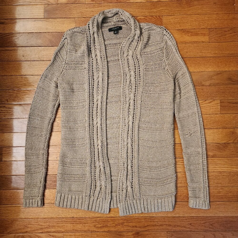 Ann Taylor Brown w/ Gold Thread Knit Cardigan